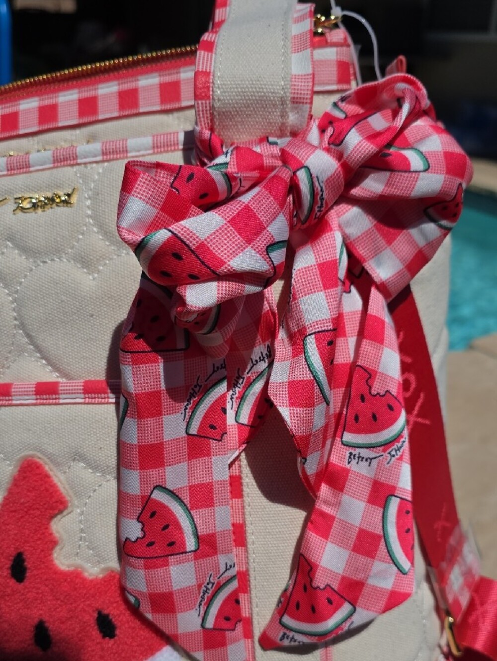 Betsey Johnson Beige & Pink Watermelon Laptop Bag 🍉 - Picture 8 of 9